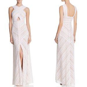 BCBGMAXAZRIA Criss-Cross Front Off White Long Gown NWT Sz 04